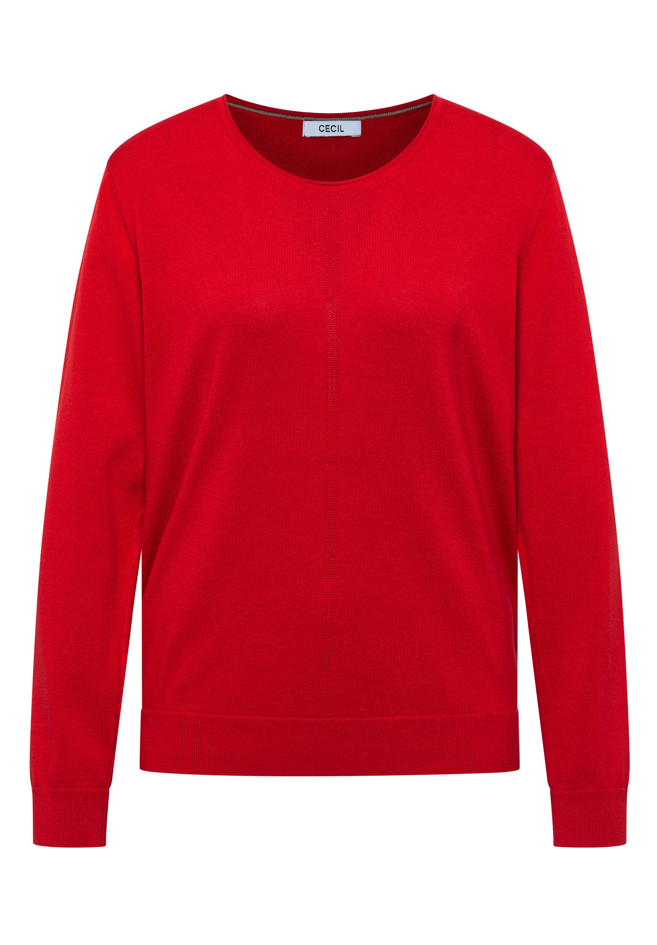 CECIL Basic Pullover mit V-Neck in Unifarbe in L in rot, Produktansicht