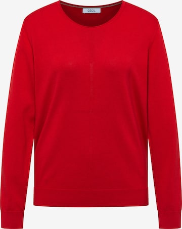 CECIL Basic Pullover mit V-Neck in Unifarbe in Rot: Vorderseite