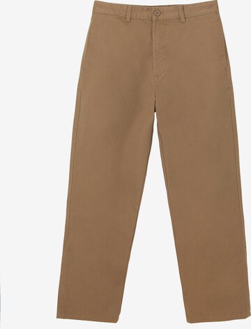 Wide Leg Pantalon chino Pull&Bear en marron : devant