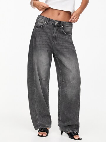 Wide Leg Jean Pull&Bear en gris : devant