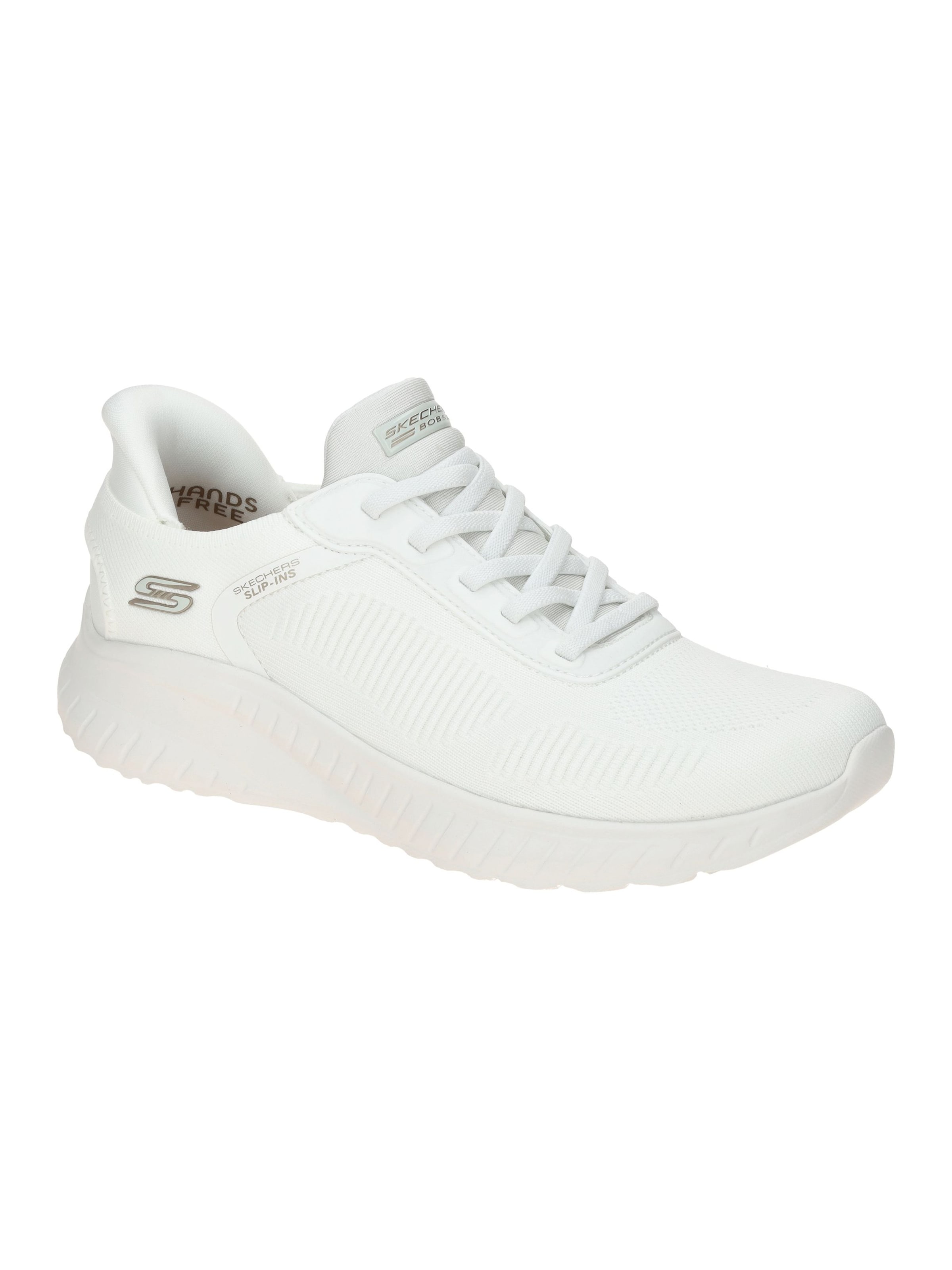 SKECHERS Slippers 'Skechers Bobs Squad Chaos Schuhe weiß SLIP-INS 117497' in White: front