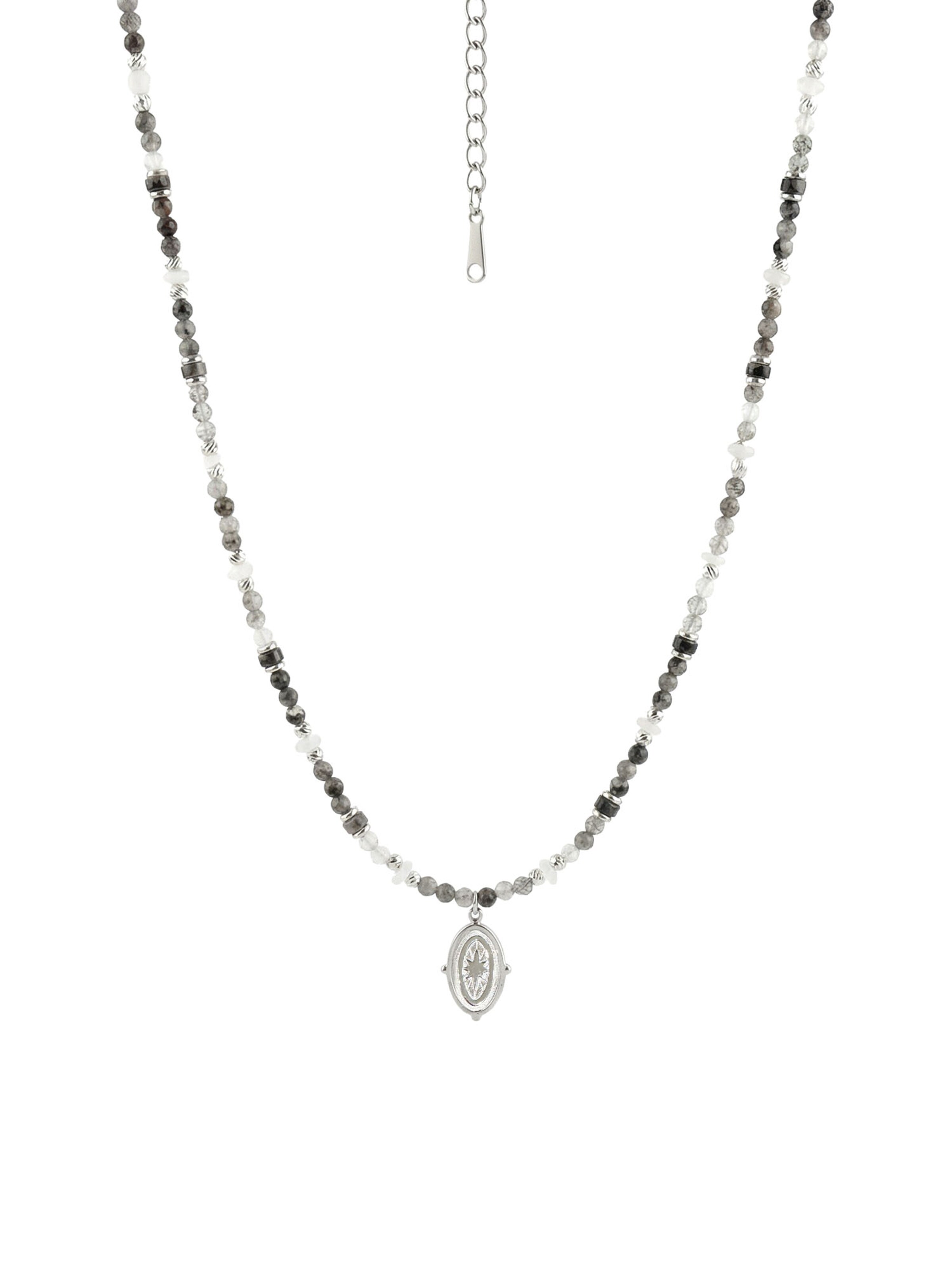 Nemomatheo Necklace 'Nachtkompass' in Grey: front