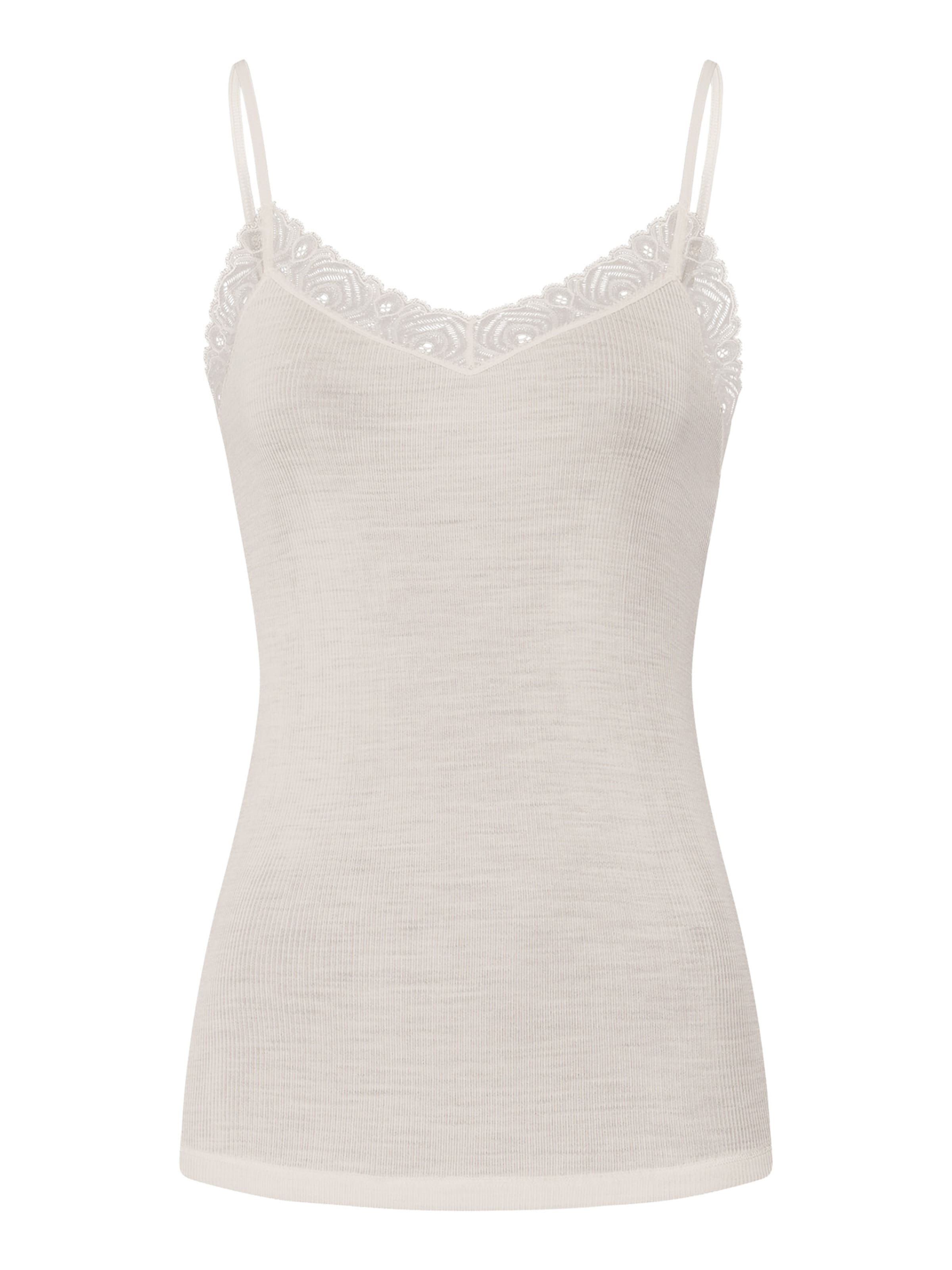 Hanro Spaghettitop ' Woolen Lace ' in Weiß: Vorderseite