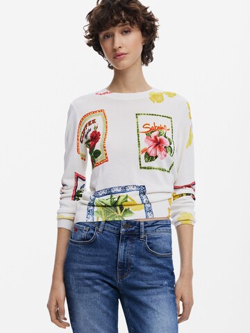 Desigual Sveter 'Postcard' - Biela: predná strana