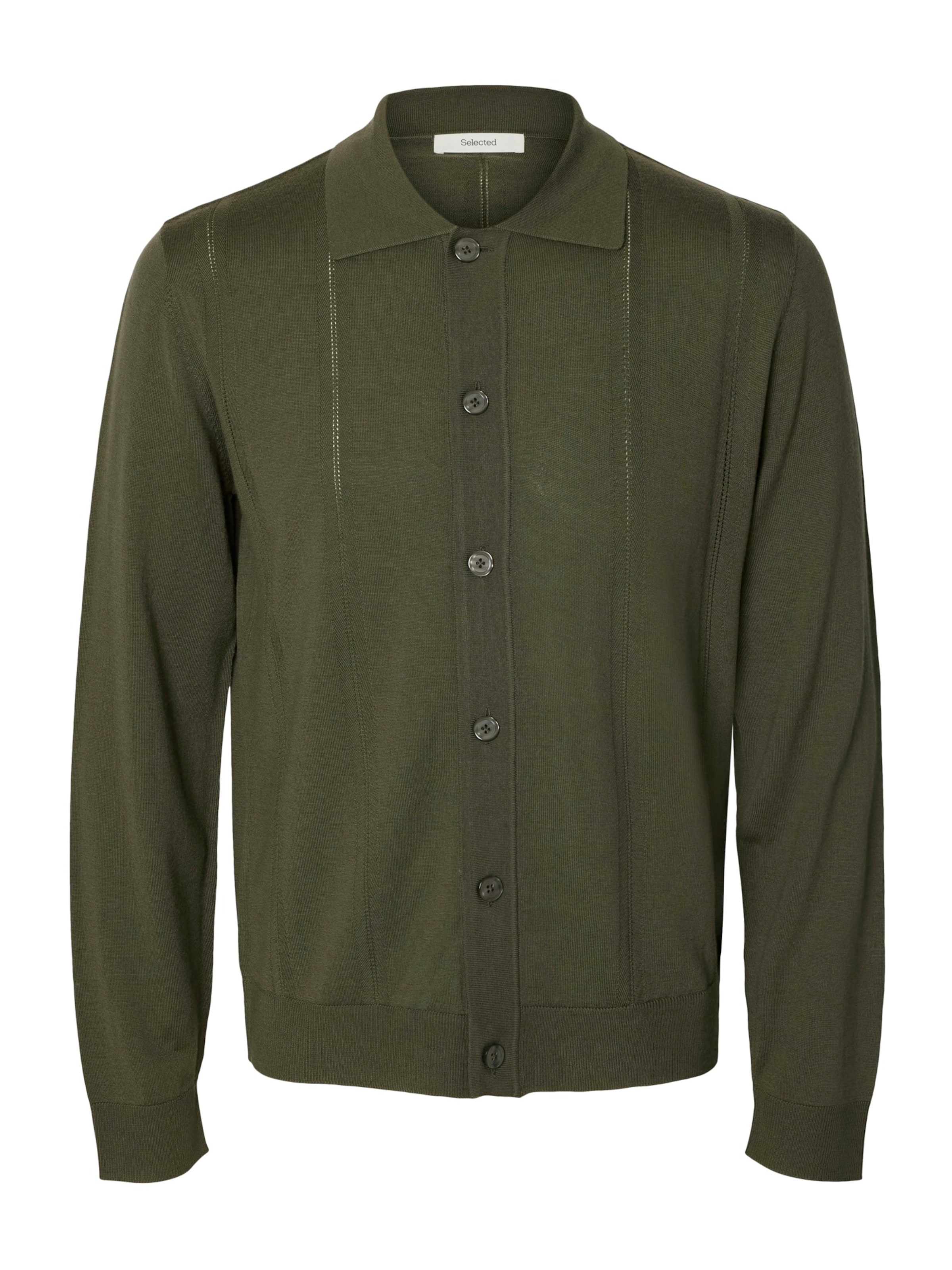 SELECTED - Cárdigan 'SLMTRAY' en verde: frente