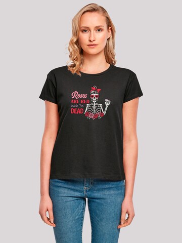 T-shirt 'Anti Valentinstag Roses are red' F4NT4STIC en noir : devant