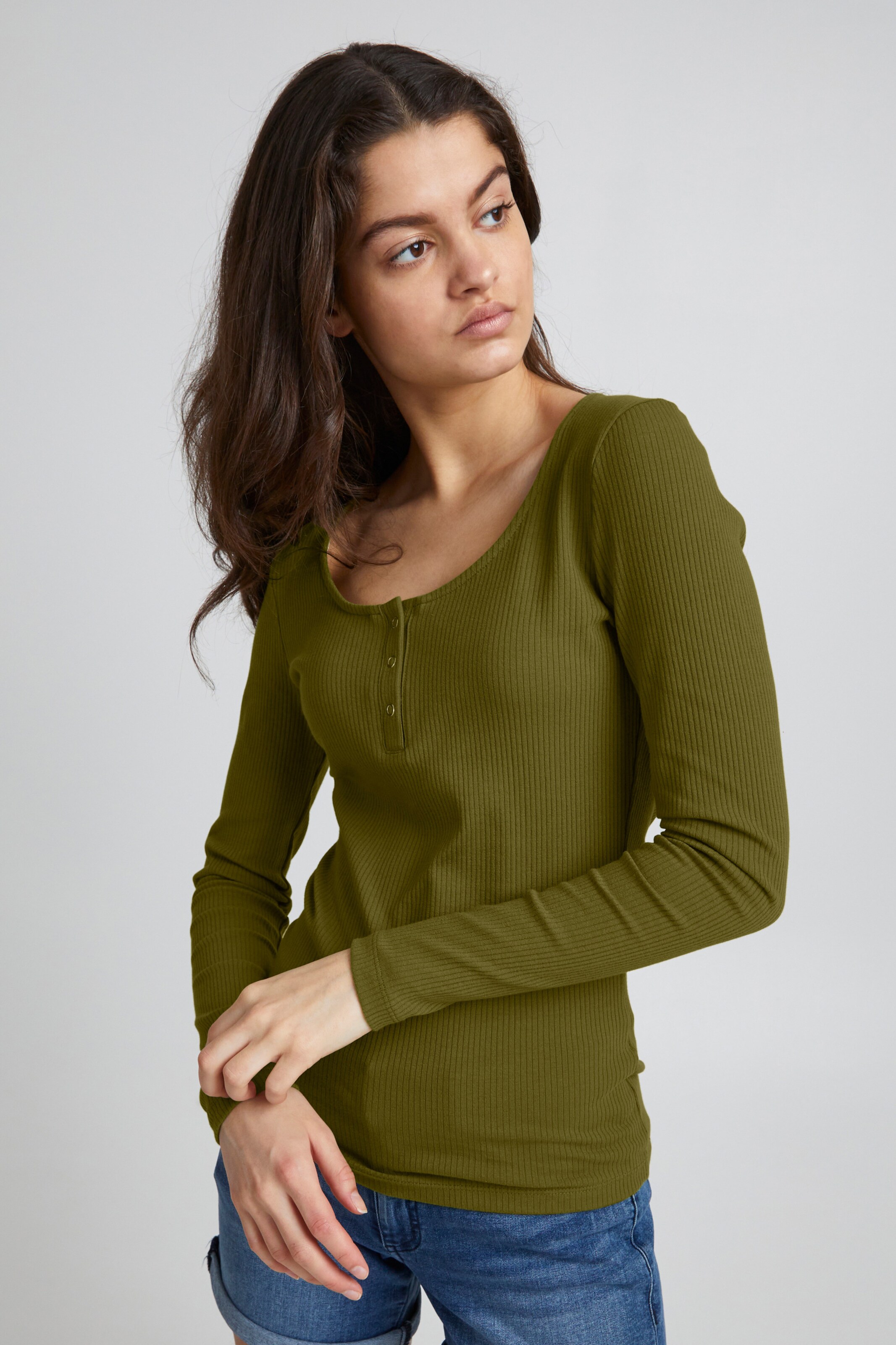 Frauen Große Größen ICHI Sweatshirt IHSUPER LS in Dunkelgrün - QD85761 Frauen Große Größen ICHI Sweatshirt IHSUPER LS in Dunkelgrün - QD85761