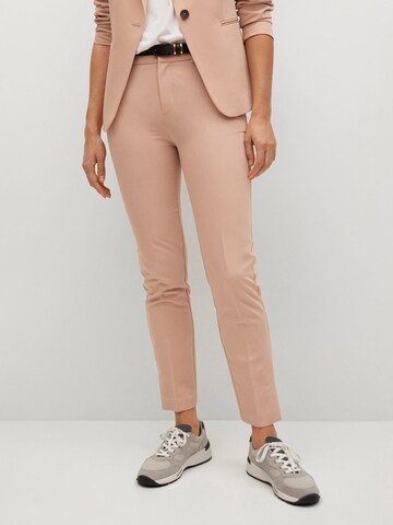 MANGO Slim fit Pleated Pants 'Boreal 5' in Beige: front