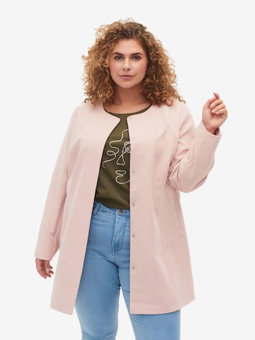 Zizzi Between-Seasons Coat 'Summer' in Pink: front