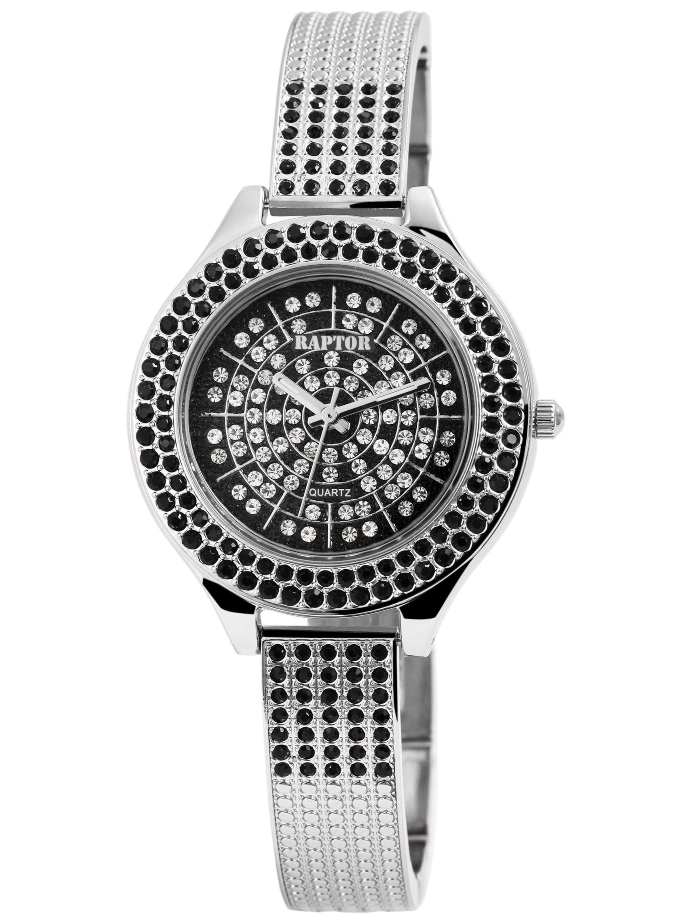 Raptor Analog Watch 'Suela, Strass' in Silver