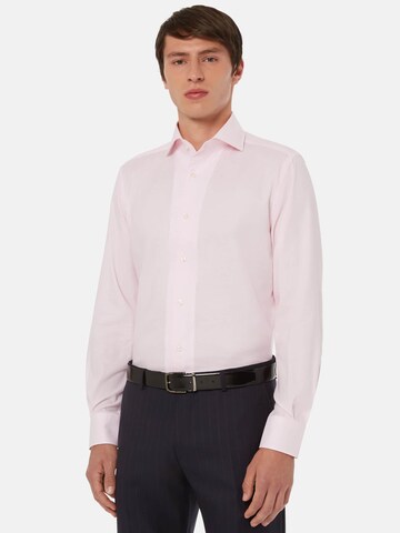 Regular fit Camicia business 'Dobby' di Boggi Milano in rosa: frontale