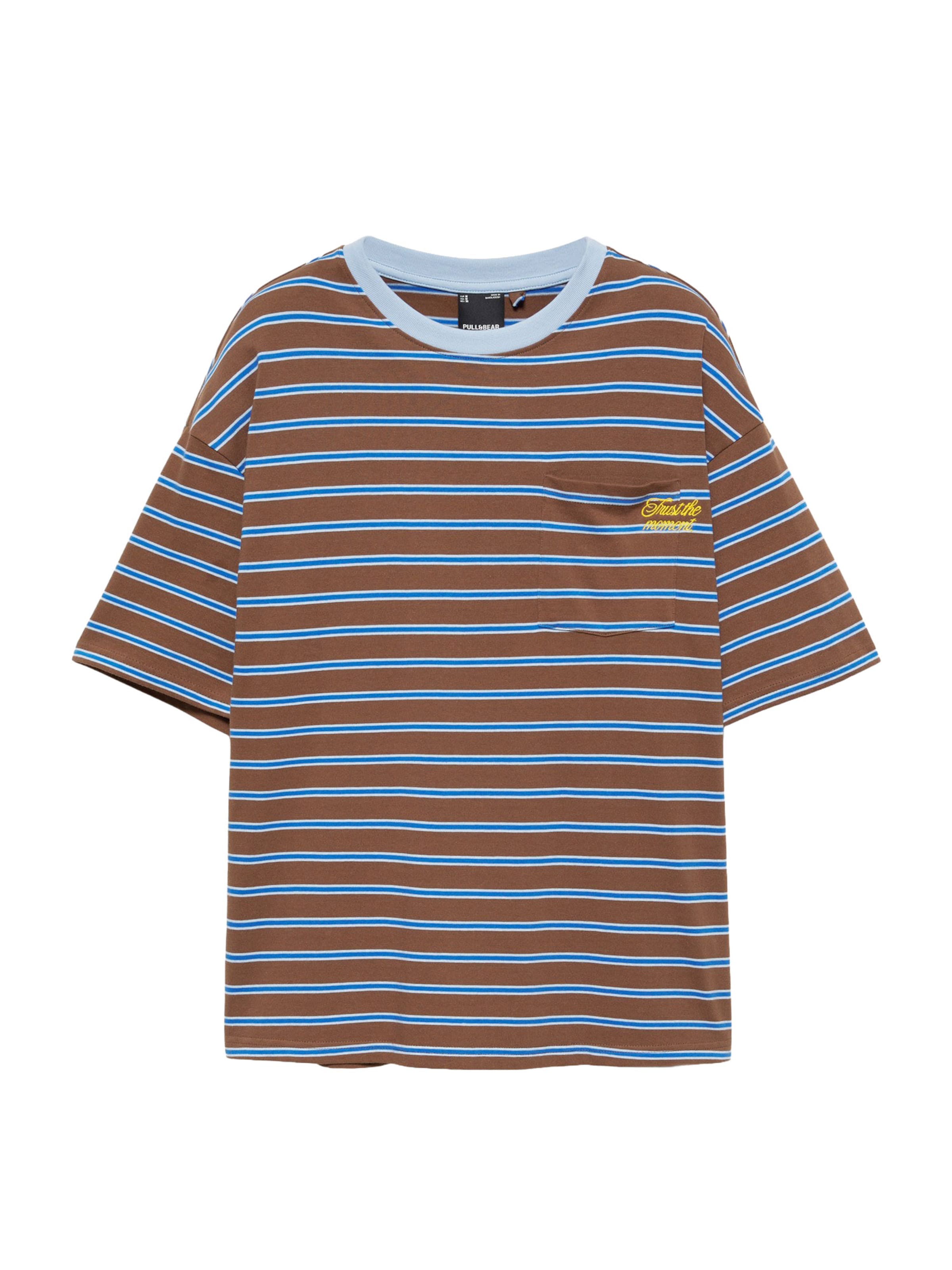 Pull&Bear Shirt in XS in Blue / Brown / Yellow / White, Item view