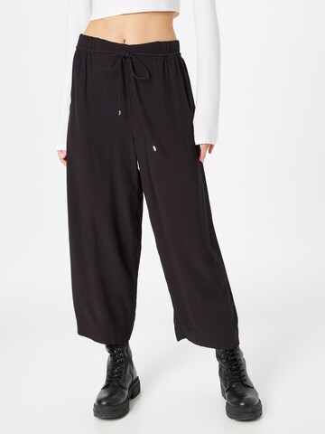 Wide leg Pantaloni de la s.Oliver BLACK LABEL pe negru: față