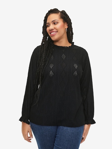 Zizzi Bluse 'EKAM' i sort: forside