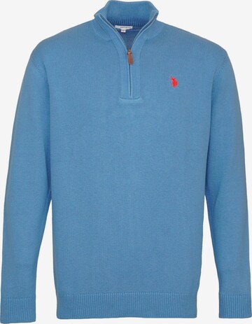 U.S. POLO ASSN. Trui 'Half Zip' in Blauw: voorkant