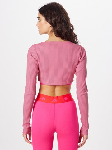 ADIDAS SPORTSWEAR - Camisa funcionais 'Studio Lounge Ribbed ' em rosa