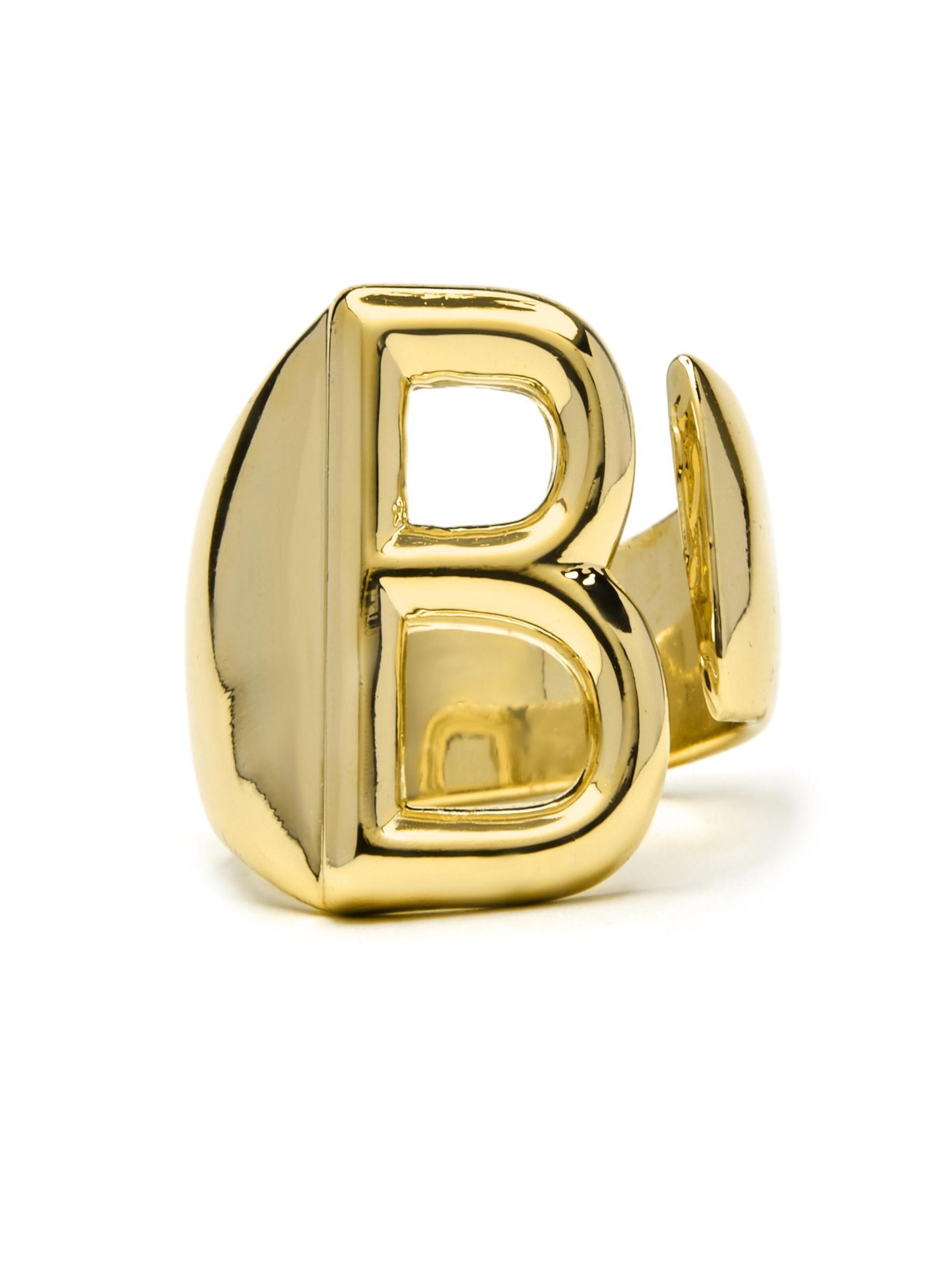 Luxenter Ring 'Alphabet B' in 50-60 in de kleur Goud, Productweergave