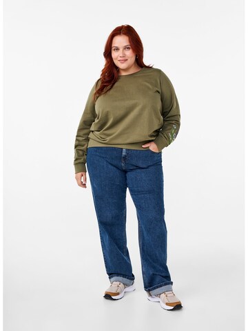 Zizzi Sweatshirt 'ESALVIA' i grøn