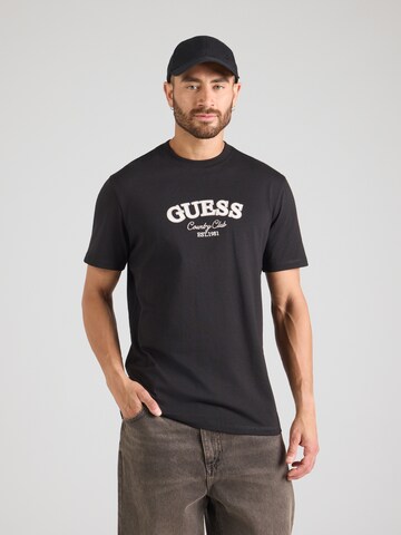 T-Shirt 'COUNTRY CLUB' GUESS en noir : devant