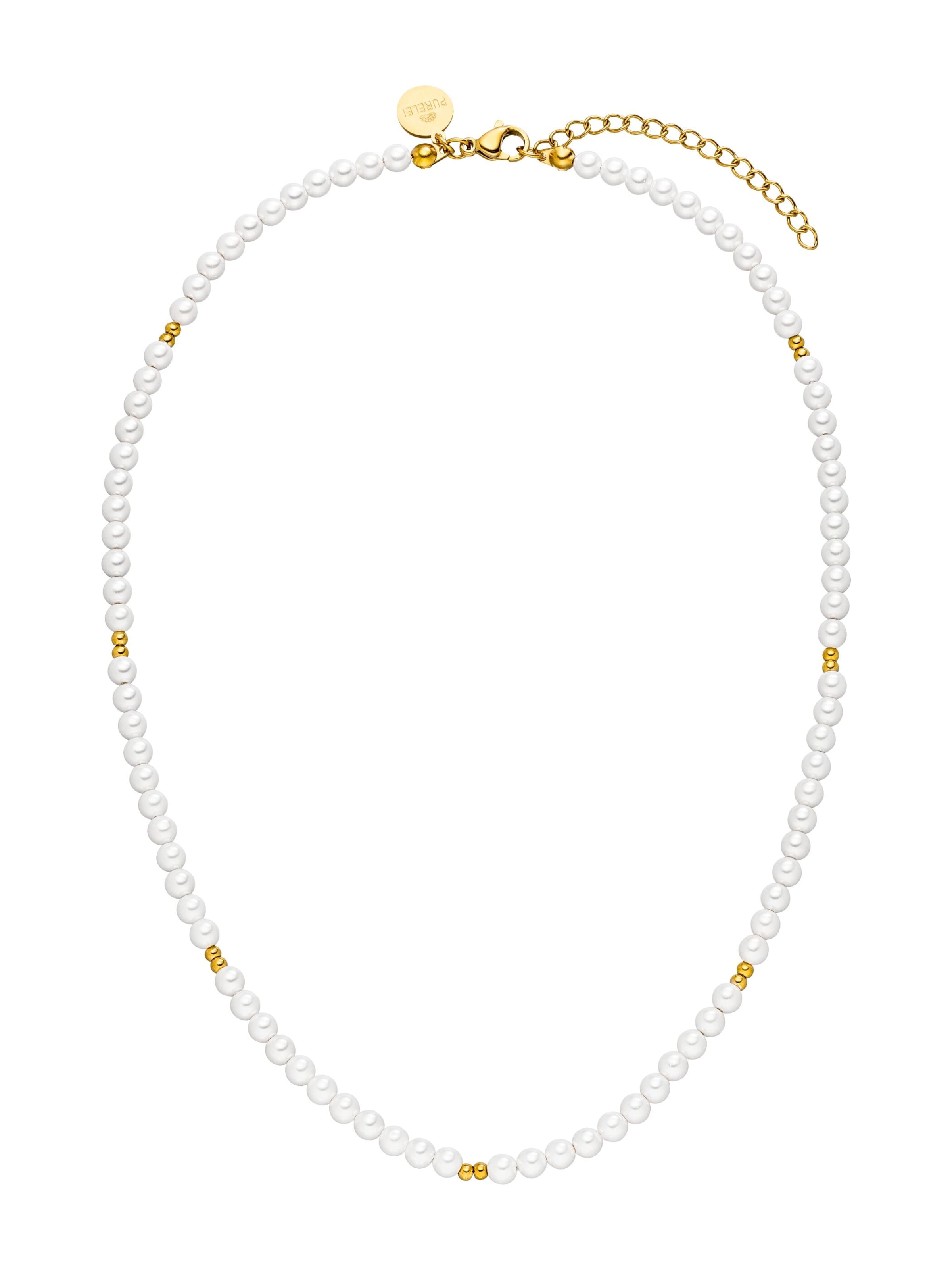 PURELEI Kette 'Finesse' in gold / perlweiß, Produktansicht