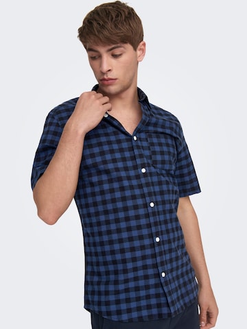 Only & Sons Regular fit Button Up Shirt 'ALVARO' in Blue