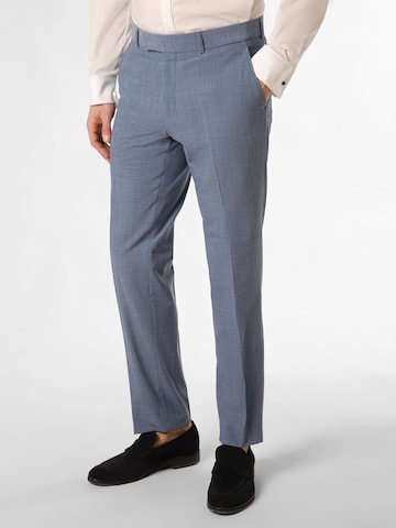 CARL GROSS Regular Pleat-Front Pants in Blue: front