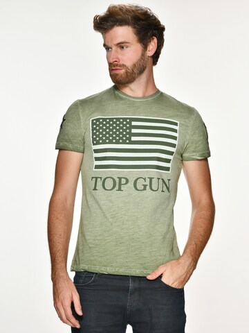 TOP GUN Shirt 'Search' in Green: front