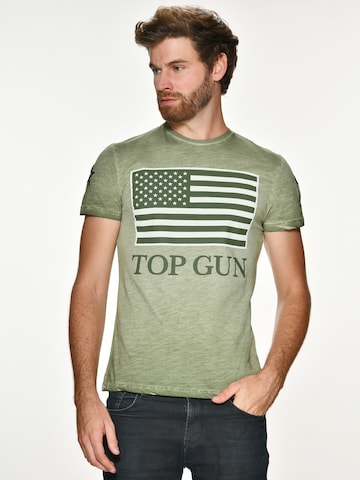 TOP GUN Shirt 'Search' in Groen: voorkant