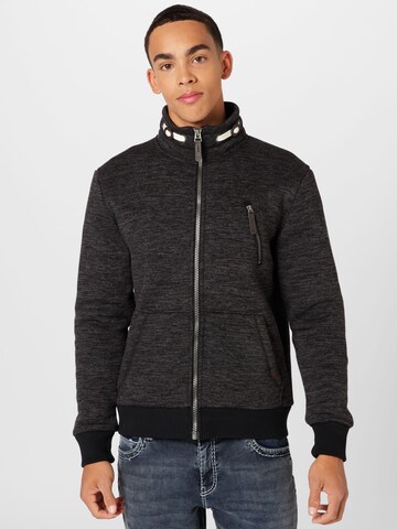 TOM TAILOR Sweat jacket in Black: front