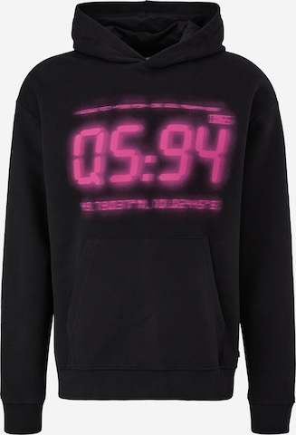 Sweat-shirt QS en noir : devant