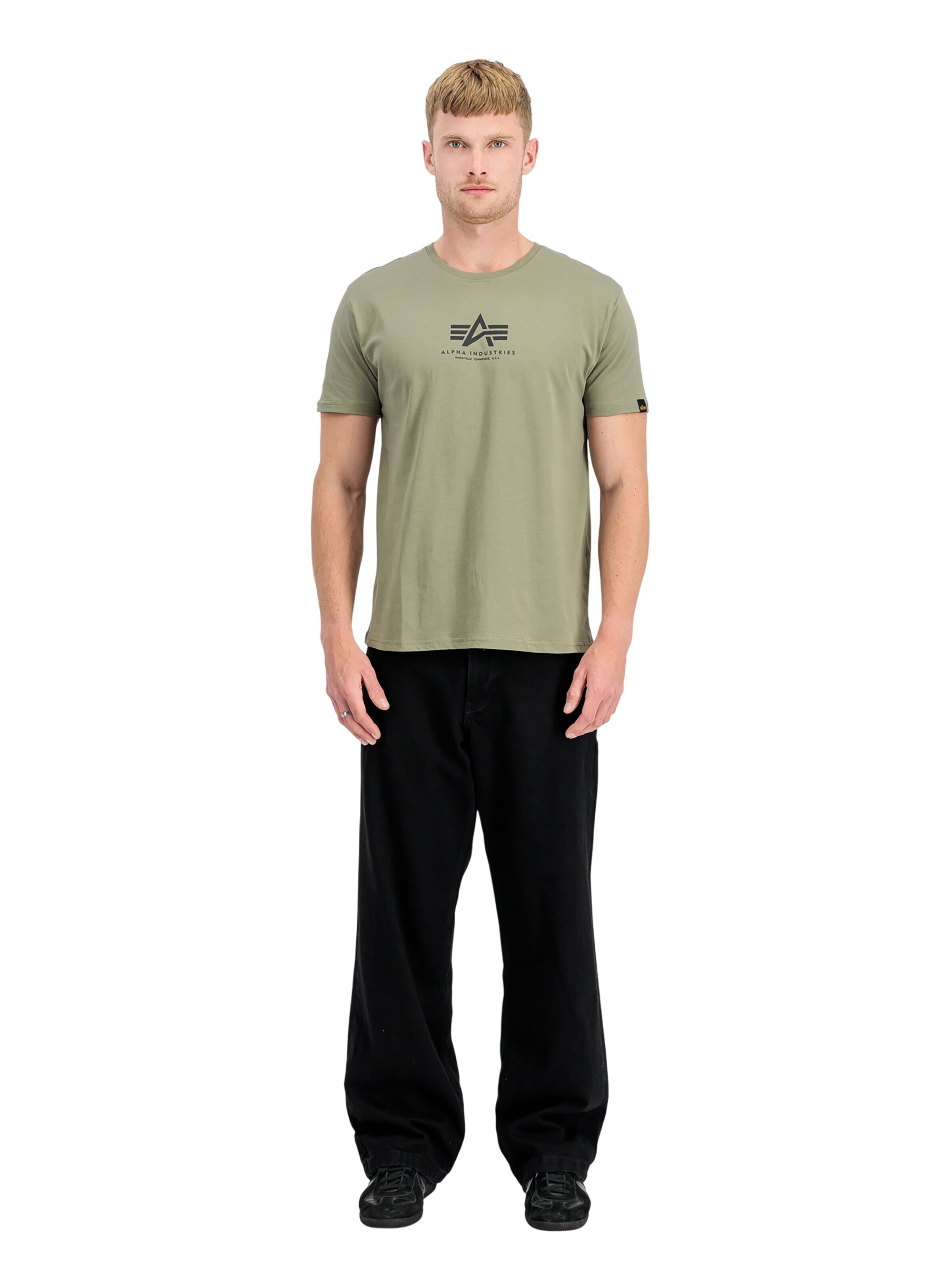 ALPHA INDUSTRIES Shirt 'Basic Mid Logo'‌‌ in Grün: Vorderseite