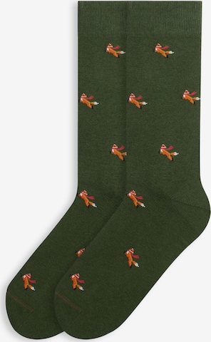 Von Jungfeld Socks 'mit Weihnachtsmotiven' in Green: front