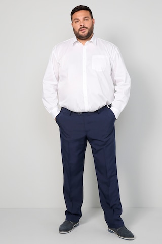 Men Plus Regular Pleat-Front Pants in Blue