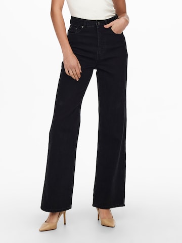 ONLY Wide leg Jeans 'Camille' in Zwart: voorkant
