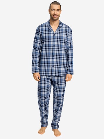 Hanro Pajamas long ' Cozy Comfort ' in Blue: front