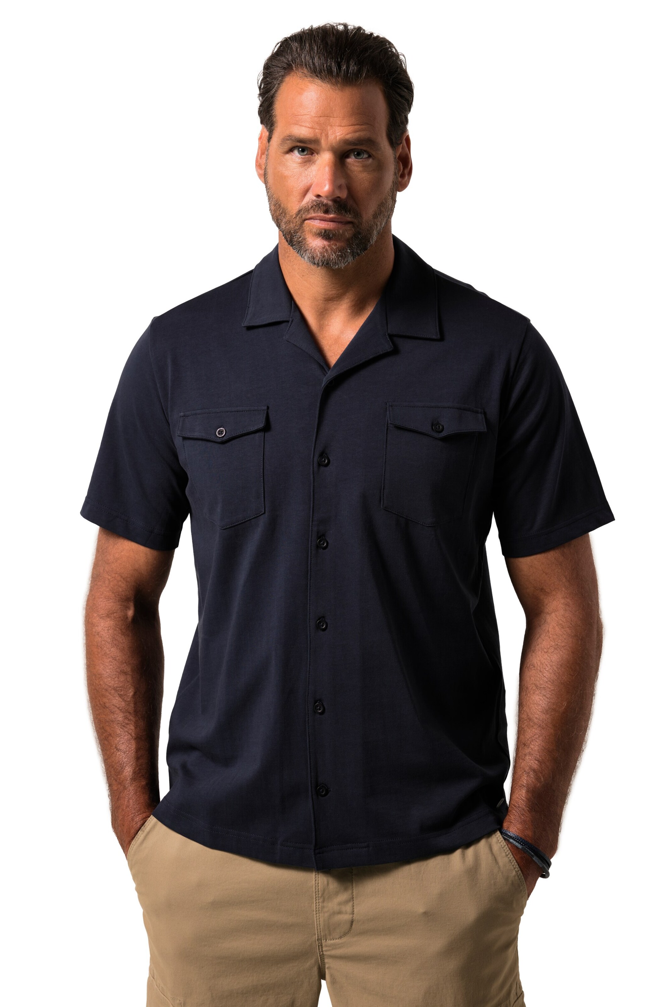 JP1880 Regular fit Overhemd in Blauw: voorkant