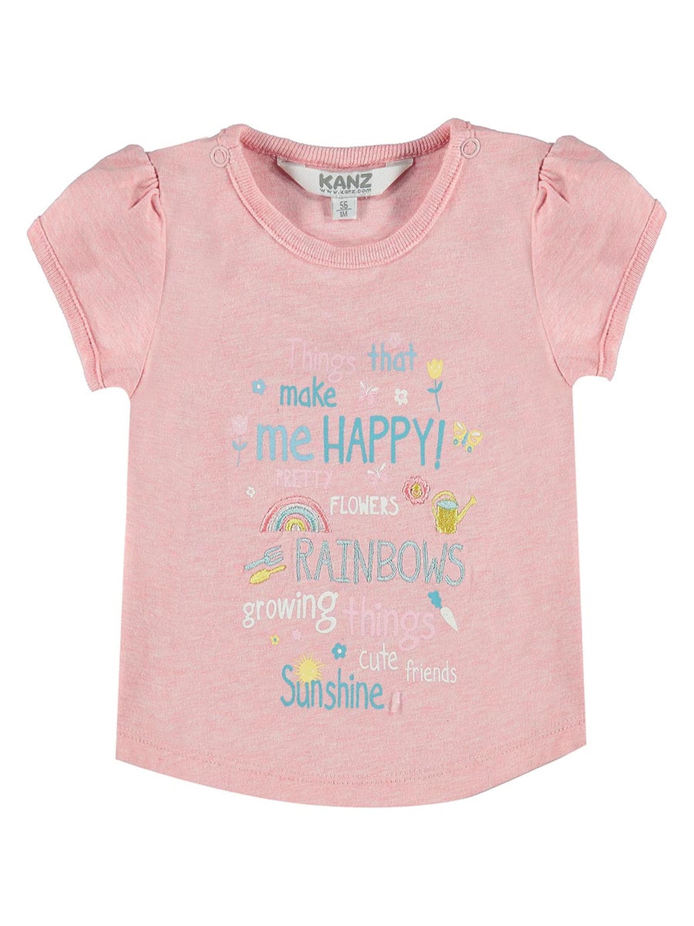 KANZ Shirt 'T-Shirt 1/4 Armlänge' in Pink: front