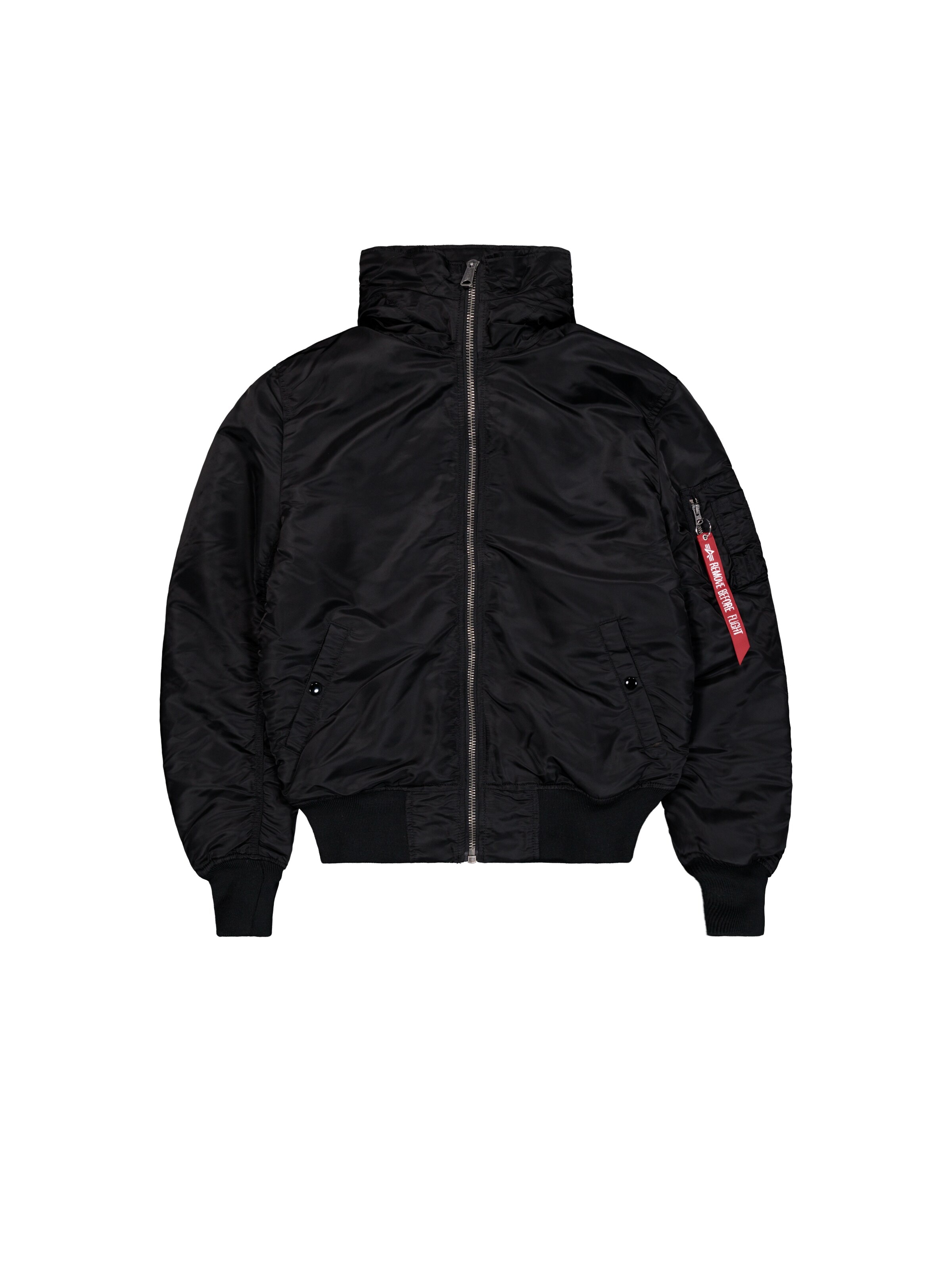 ALPHA INDUSTRIES Übergangsjacke 'MA-1 Hooded'‌‌‌‌ in Schwarz: Vorderseite