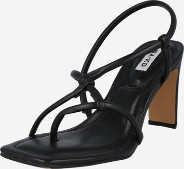 NA-KD T-Bar Sandals in Black: front