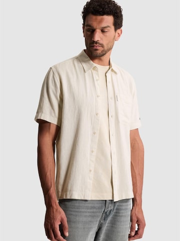 CAST IRON Regular fit Skjorta 'Shirt with short sleeves in cotton/linen twill' i grå
