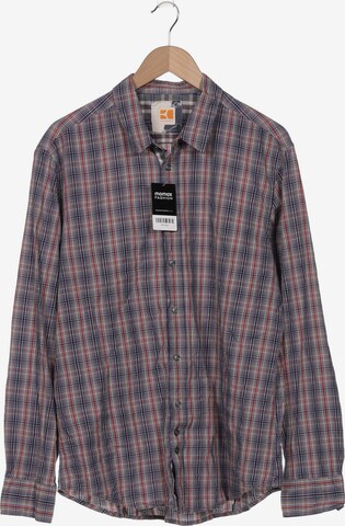 BOSS Button Up Shirt in XXL in Blue: front