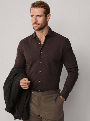 Hackett London Slim Fit Hemd in Braun