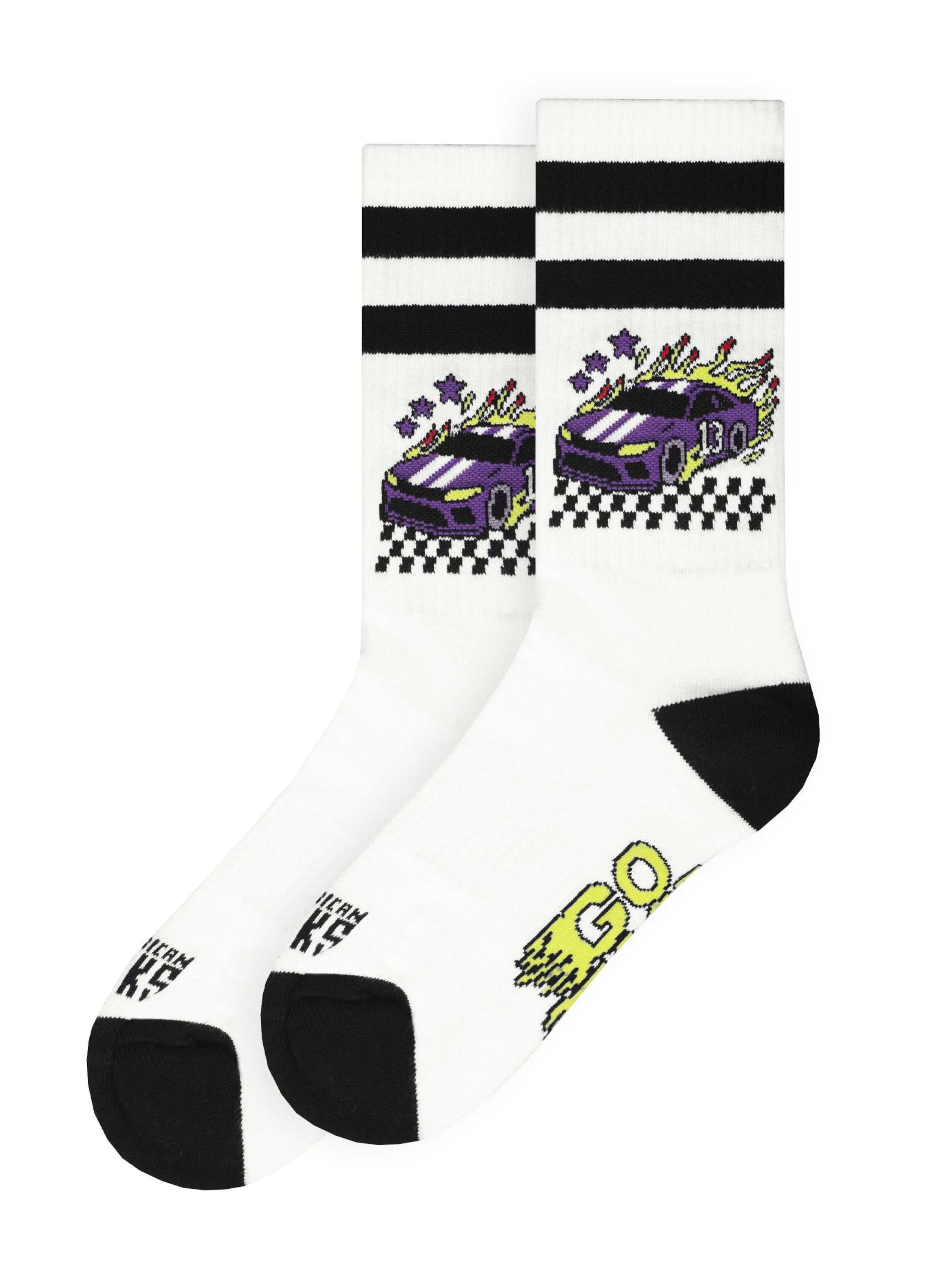 Calzino 'Nascar' di American Socks in bianco: frontale