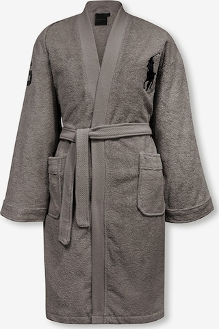 Ralph Lauren Home Long Bathrobe 'BIG POLO PONY' in Grey: front