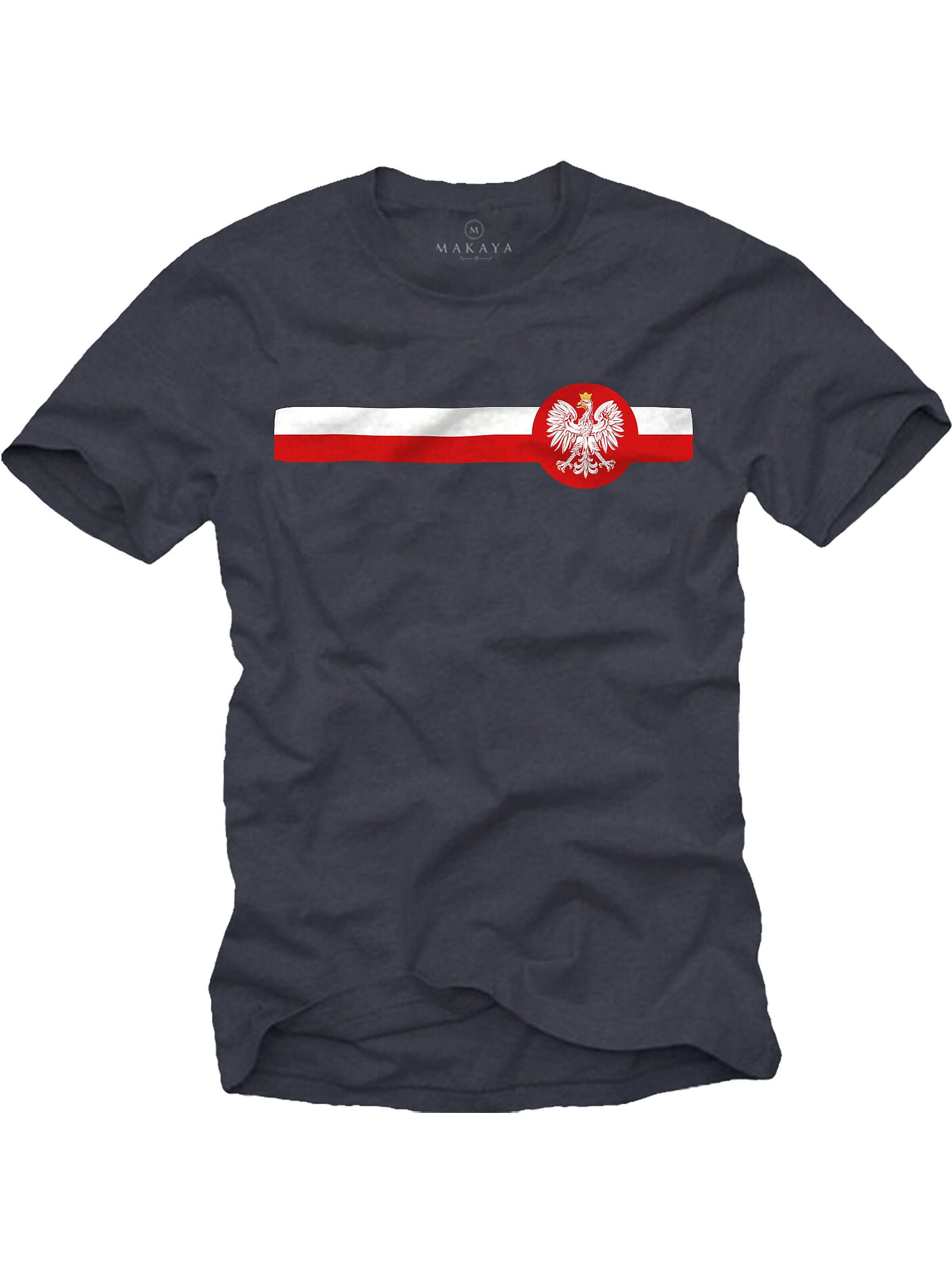 MAKAYA Shirt 'Polen Wappen'‌‌‌‌‌‌ in Grau: Vorderseite