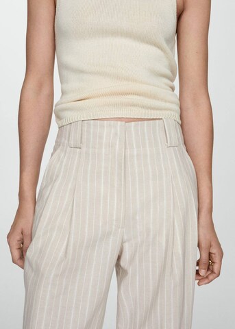 MANGO Loose fit Pleat-Front Pants 'Eva' in Beige