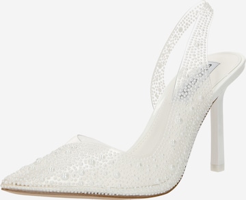 STEVE MADDEN Дамски обувки на ток с отворена пета 'EVERCLEAR' в бяло: отпред
