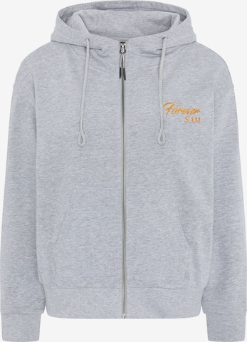 UNCLE SAM Zip-Up Hoodie in Grey: front