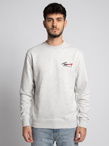 Felpa 'TJM REG ENTRY SIGN CNCK EXT ICE GREY HEATHER' di TOMMY HILFIGER in grigio: frontale