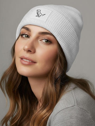 Neverless Beanie 'Polygon T-Rex' in Grey: front